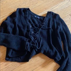 Lace up sweater